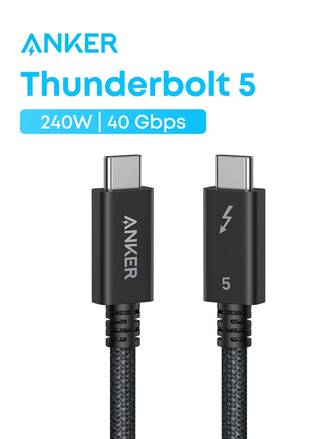 Anker Prime TB5 Cable, 3.3 FT USB C to USB C, 240W Charging Thunderbolt 5 Cable, 80Gbps Data Transfer, Supports 8K/4K Displays, for iPhone 17/16 Series, MacBook Air, and More (Thunderbolt 5-Certified) - Image 1